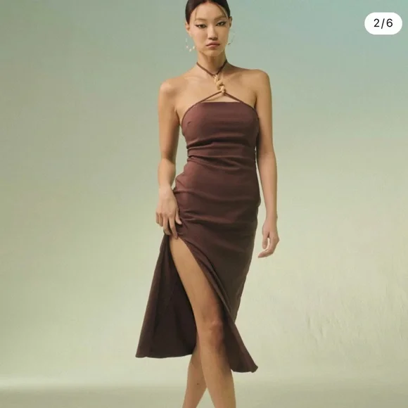 NWT Cult Gaia Castila Embellished Halterneck Midi Dress - Picture 3 of 10